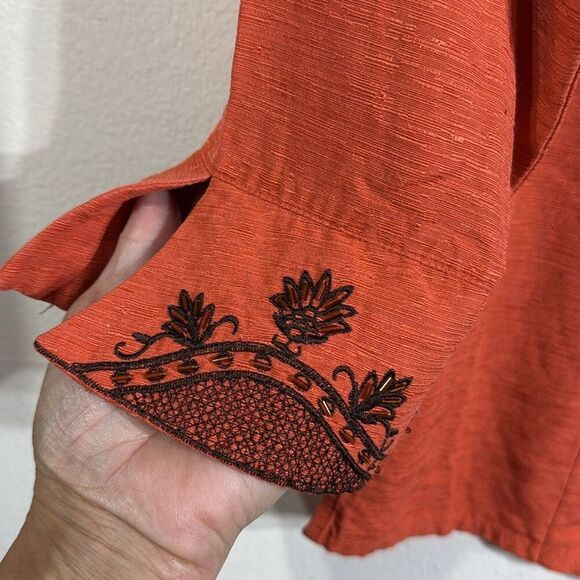 (A5) SILKLAND 3/4 sleeve beaded shantung silk evening jacket size M - Picture 4 of 16